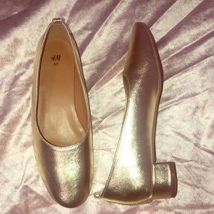 Gold heeled flats
